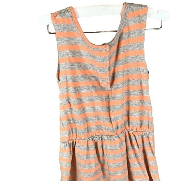Harper Canyon Striped Jumpsuit Orange-Gray Sleeveless Size: 3T Toddler Girl - Picture 3 of 7